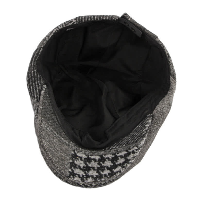 Cappello basco in tweed a spina di pesce con cuciture patchwork - image 10