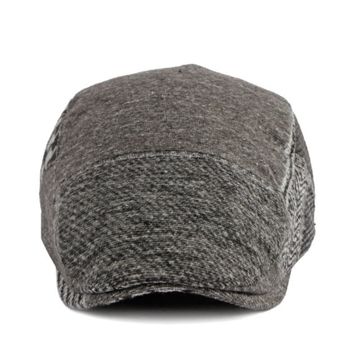 Cappello basco in tweed a spina di pesce con cuciture patchwork - image 8