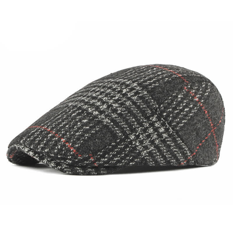 Cappello basco con visiera in misto lana a quadri a righe vintage - Grigio scuro - Regolabile (21 1/4"-23 1/4") - image 4