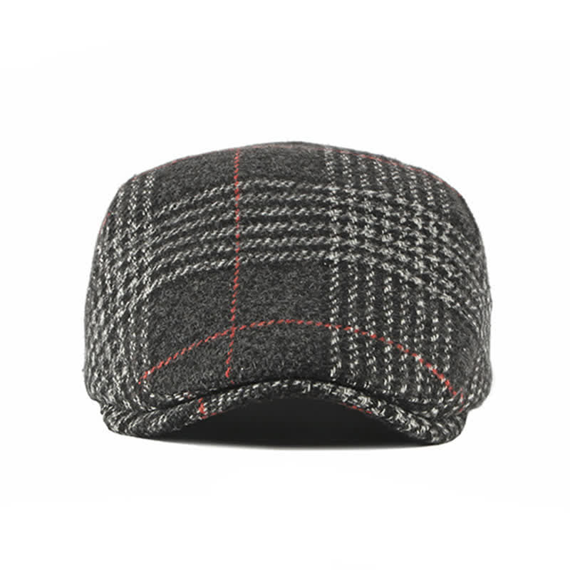 Cappello basco con visiera in misto lana a quadri a righe vintage - image 5