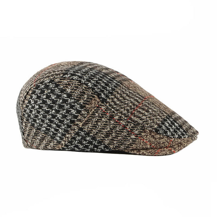 Cappello basco con visiera in misto lana a quadri a righe vintage - image 3