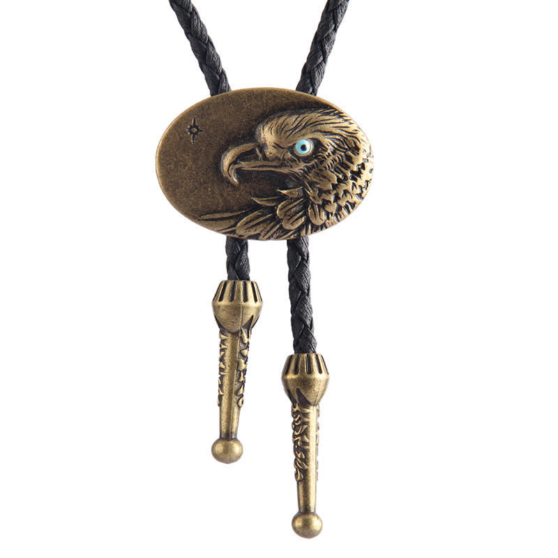 Cravatta Bolo con ciondolo ovale in rilievo in stile occidentale con aquila - Bronzo antico - image 0