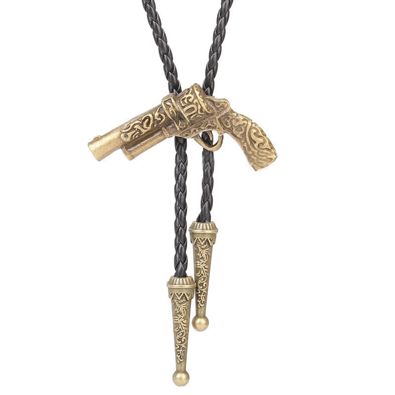 Ciondolo a forma di pistola con incisione Rodeo Bolo Tie - Bronzo antico - image 0