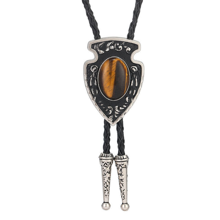 Ciondolo in pietra artificiale stile tribale con frecce Bolo Tie - Marrone - image 0