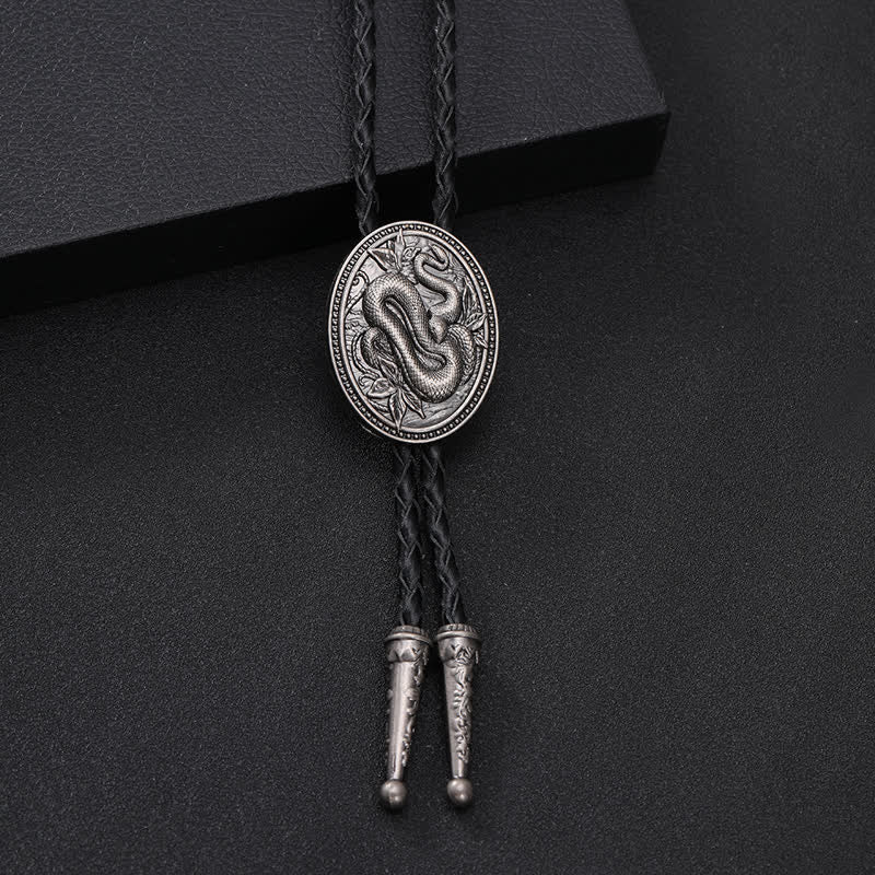 Cravatta Bolo con ciondolo a forma di fiore di serpente tradizionale - Argento - image 0