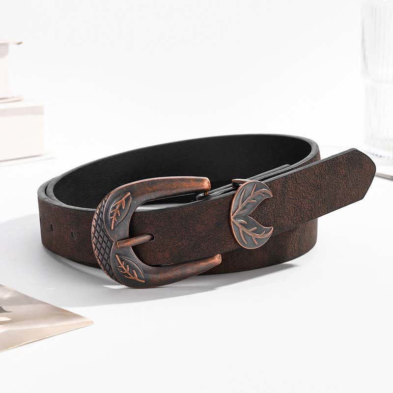 Cintura in pelle con fibbia sottile e versatile vintage - Marrone scuro - 34 - image 0