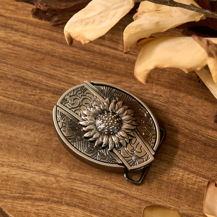 Set di ciondoli a forma di toro turchese con fibbia per cintura fai da te con coltello nascosto a tema girasole - image 5