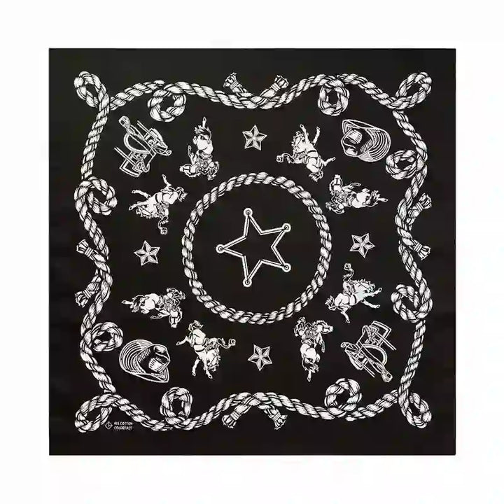 Sciarpa quadrata grafica tradizionale western da cowboy - Nero - image 1