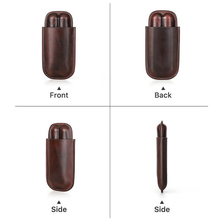 Custodia per sigari in pelle marrone portatile Humidor per sigari (per due sigari) - image 10