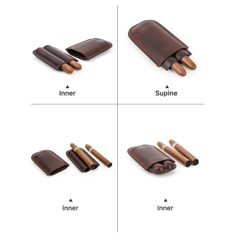 Custodia per sigari in pelle marrone portatile Humidor per sigari (per due sigari) - image 11