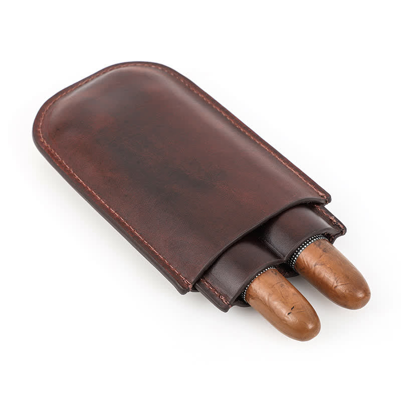 Custodia per sigari in pelle marrone portatile Humidor per sigari (per due sigari) - image 6