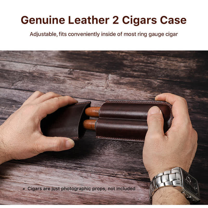 Custodia per sigari in pelle marrone portatile Humidor per sigari (per due sigari) - image 4