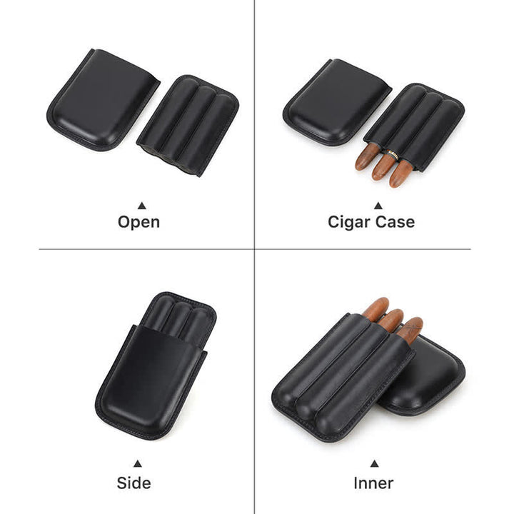 Custodia per sigari in pelle marrone portatile Humidor per sigari (per tre sigari) - image 15