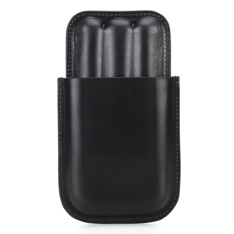 Custodia per sigari in pelle marrone portatile Humidor per sigari (per tre sigari) - Nero - image 11