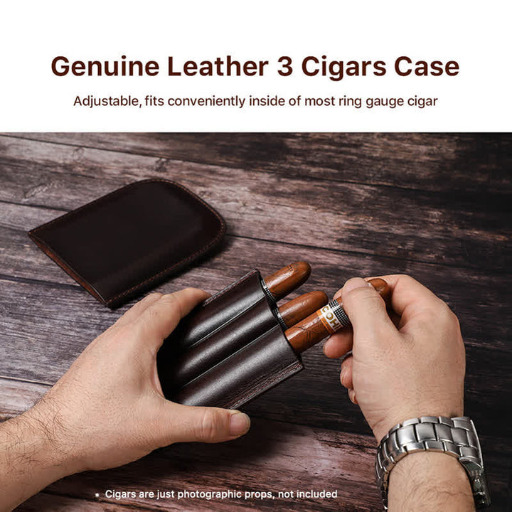 Custodia per sigari in pelle marrone portatile Humidor per sigari (per tre sigari) - image 3
