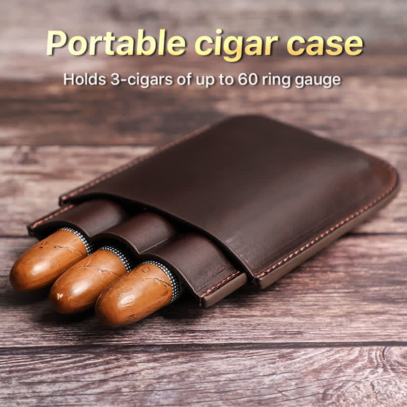 Custodia per sigari in pelle marrone portatile Humidor per sigari (per tre sigari) - image 1