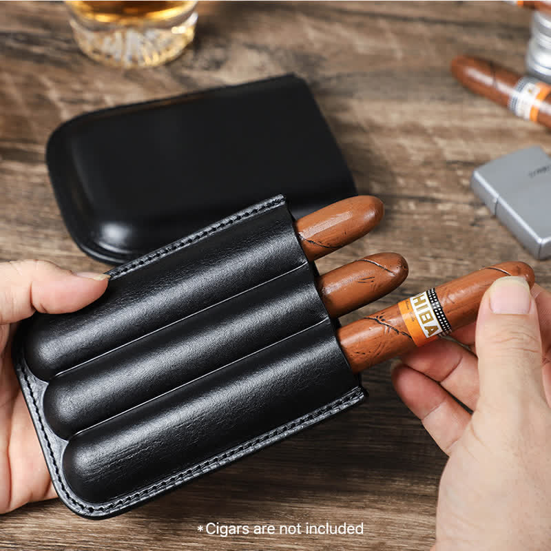 Custodia per sigari in pelle marrone portatile Humidor per sigari (per tre sigari) - image 13