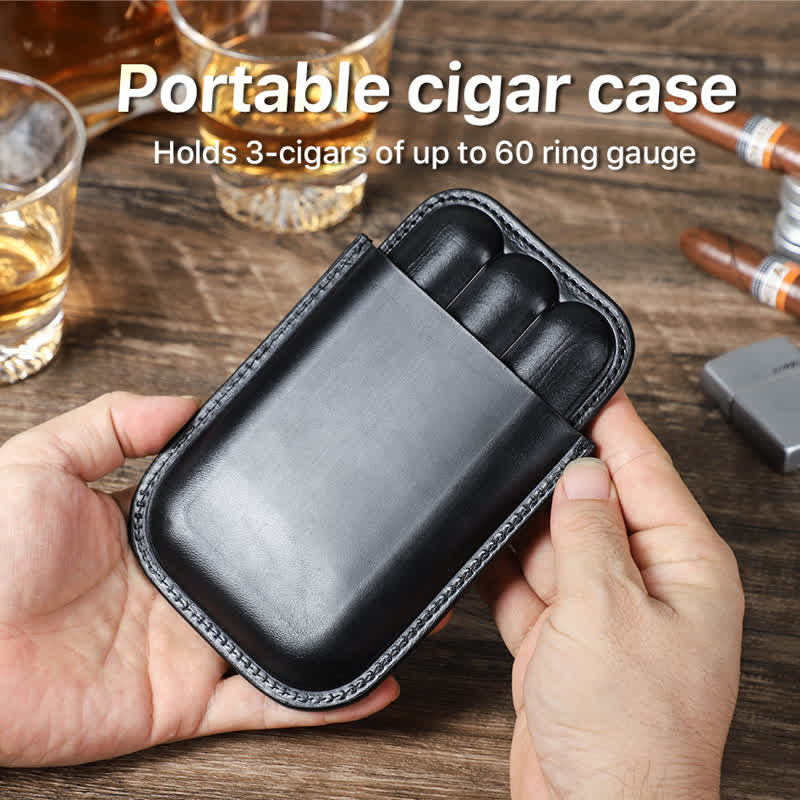 Custodia per sigari in pelle marrone portatile Humidor per sigari (per tre sigari) - image 12