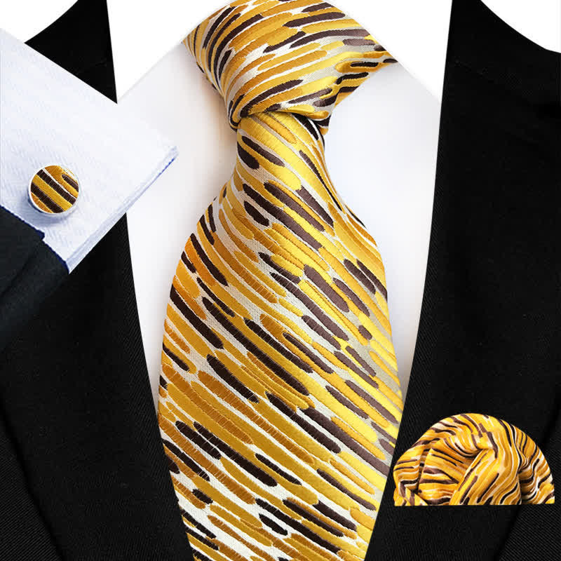 Set di 3 cravatte a righe fantasia da uomo Whirlwind - Giallo - image 0