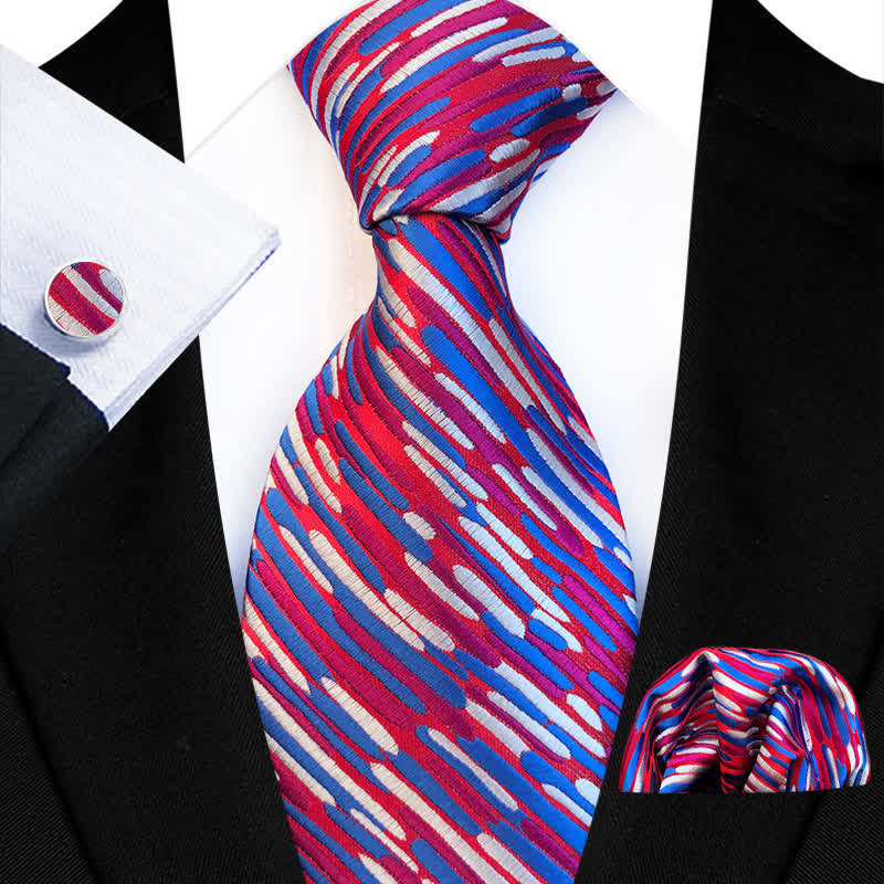 Set di 3 cravatte a righe fantasia da uomo Whirlwind - Viola - image 1