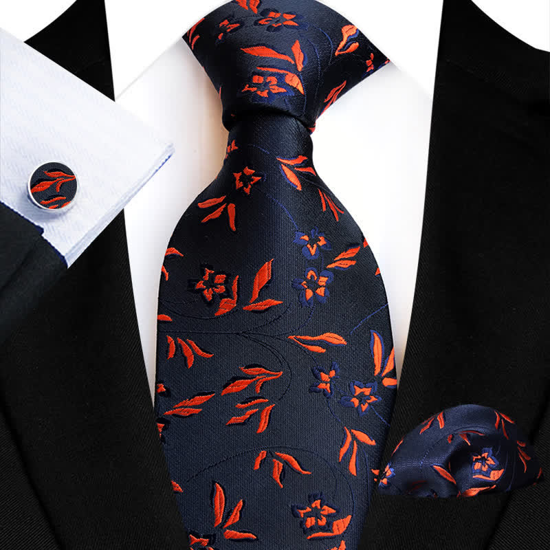 Set di 3 cravatte floreali con fiamma ardente da uomo - Rosso - image 1