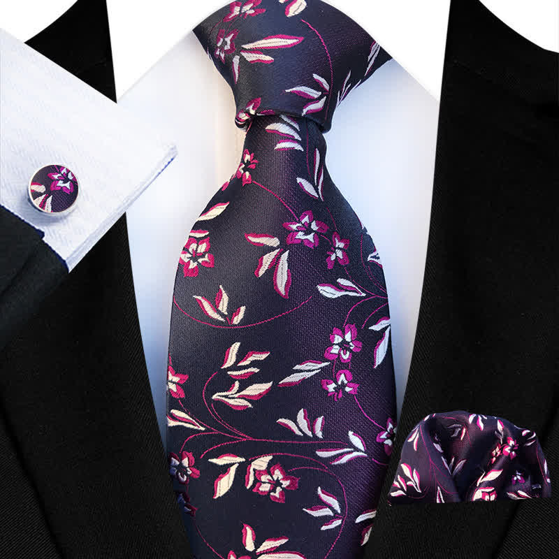 Set di 3 cravatte floreali con fiamma ardente da uomo - Viola - image 0