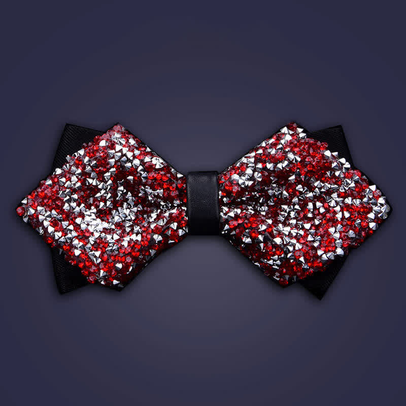Papillon con strass di cristallo alla moda casual da uomo - Rosso - Doppio strato appuntito - image 9