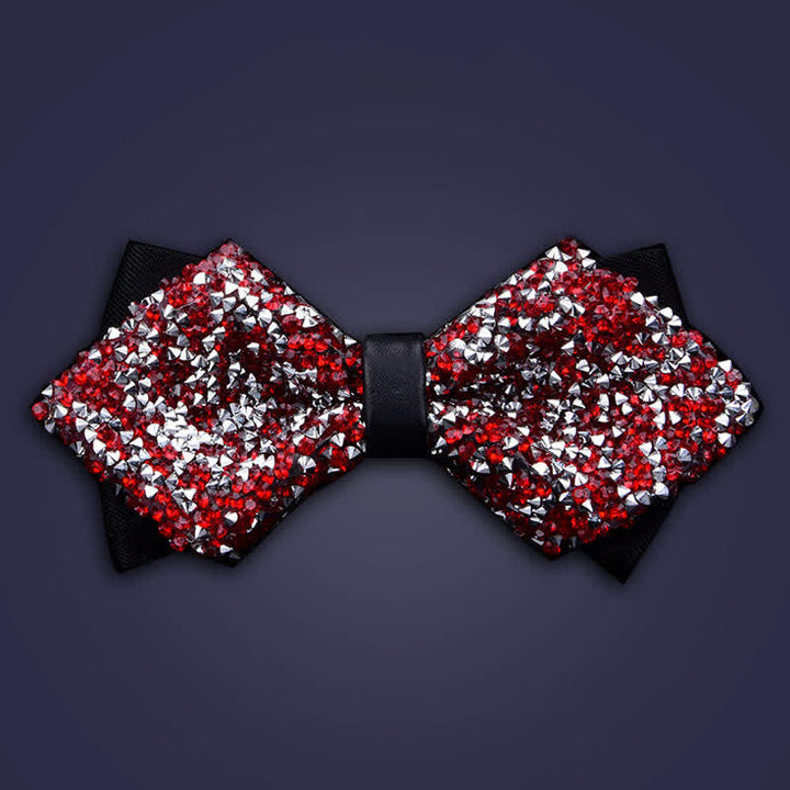 Papillon con strass di cristallo alla moda casual da uomo - Rosso - Doppio strato appuntito - image 9