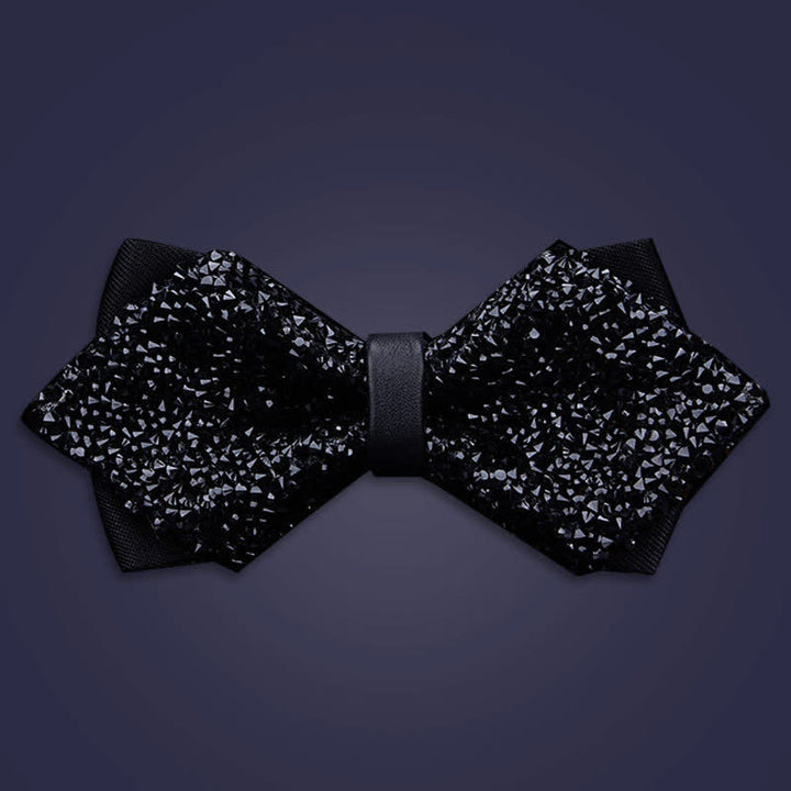 Papillon con strass di cristallo alla moda casual da uomo - Nero - Doppio strato appuntito - image 13