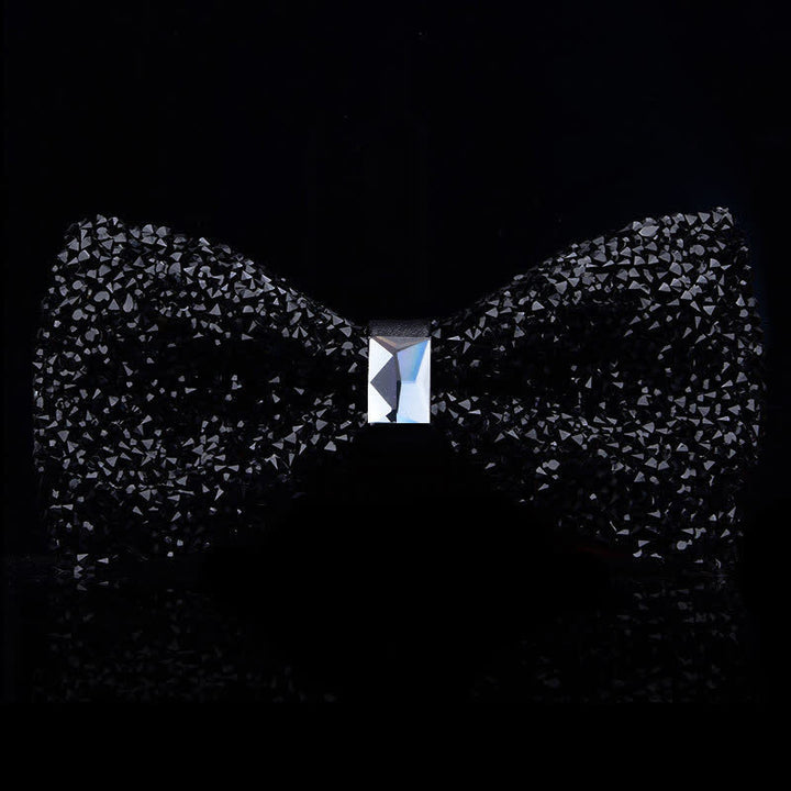 Papillon con strass di cristallo alla moda casual da uomo - Nero - Pianura - image 11