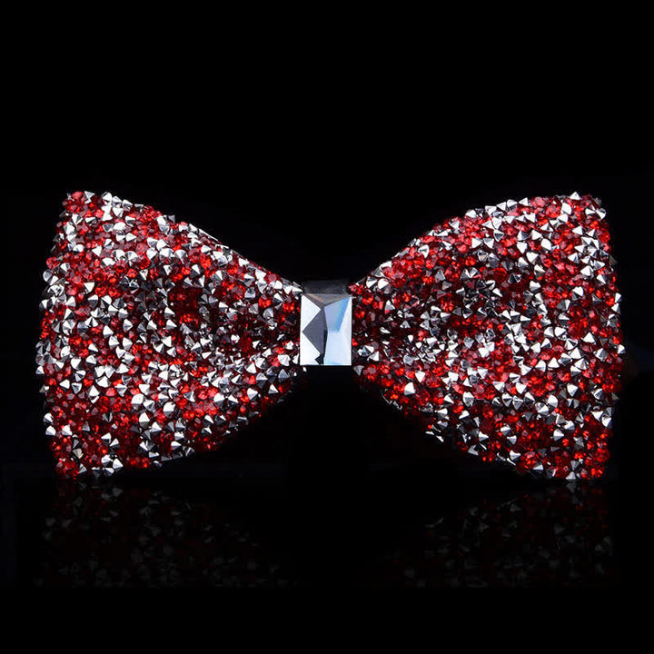 Papillon con strass di cristallo alla moda casual da uomo - Rosso - Pianura - image 7