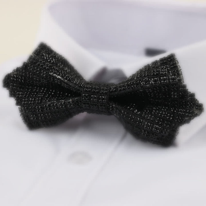 Papillon da uomo con strass quadrati a punta a doppio strato - Nero - image 2