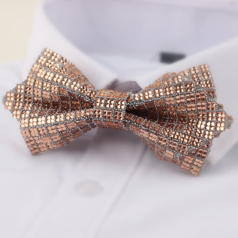Papillon da uomo con strass quadrati a punta a doppio strato - Champagne - image 0