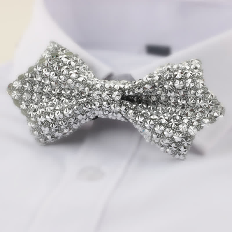 Papillon da uomo a forma di stella con doppio strato di strass appuntito - Argento - image 1