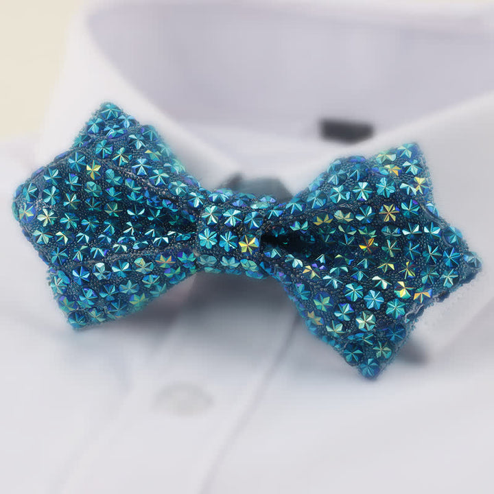 Papillon da uomo a forma di stella con doppio strato di strass appuntito - Turchese - image 0