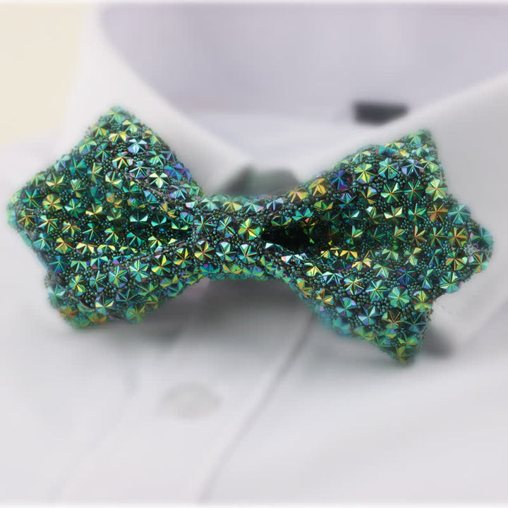 Papillon da uomo a forma di stella con doppio strato di strass appuntito - Verde - image 3