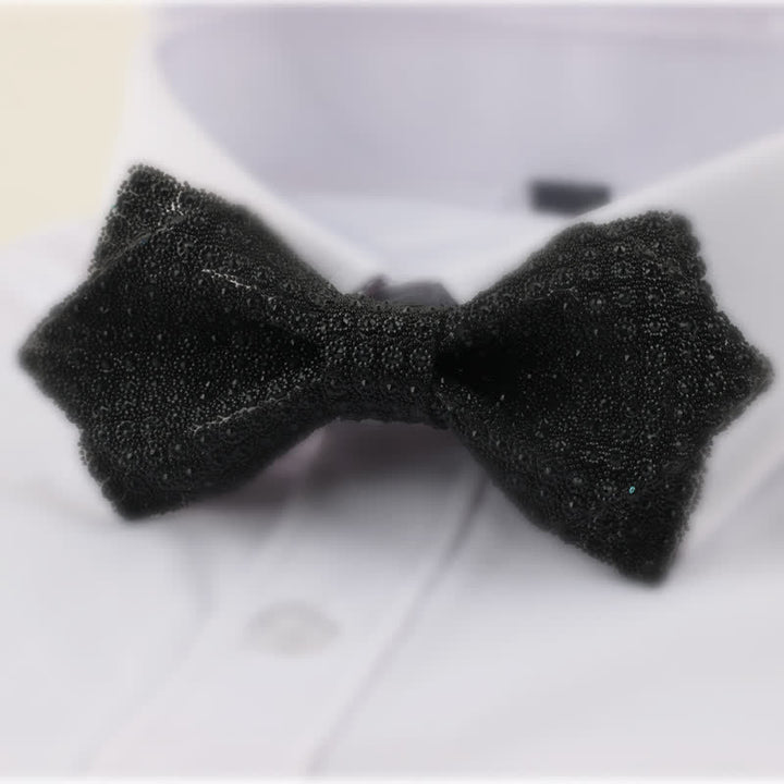 Papillon da uomo con strass a punta a doppio strato, forma rotonda - Nero - image 2