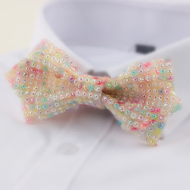 Papillon da uomo con strass a punta a doppio strato, forma rotonda - Colorato - image 10