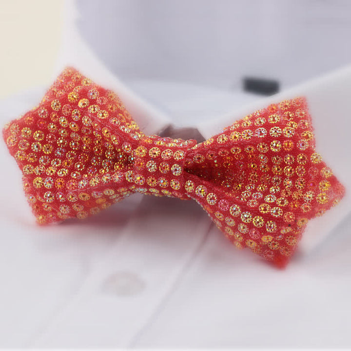 Papillon da uomo con strass a punta a doppio strato, forma rotonda - Arancia - image 6