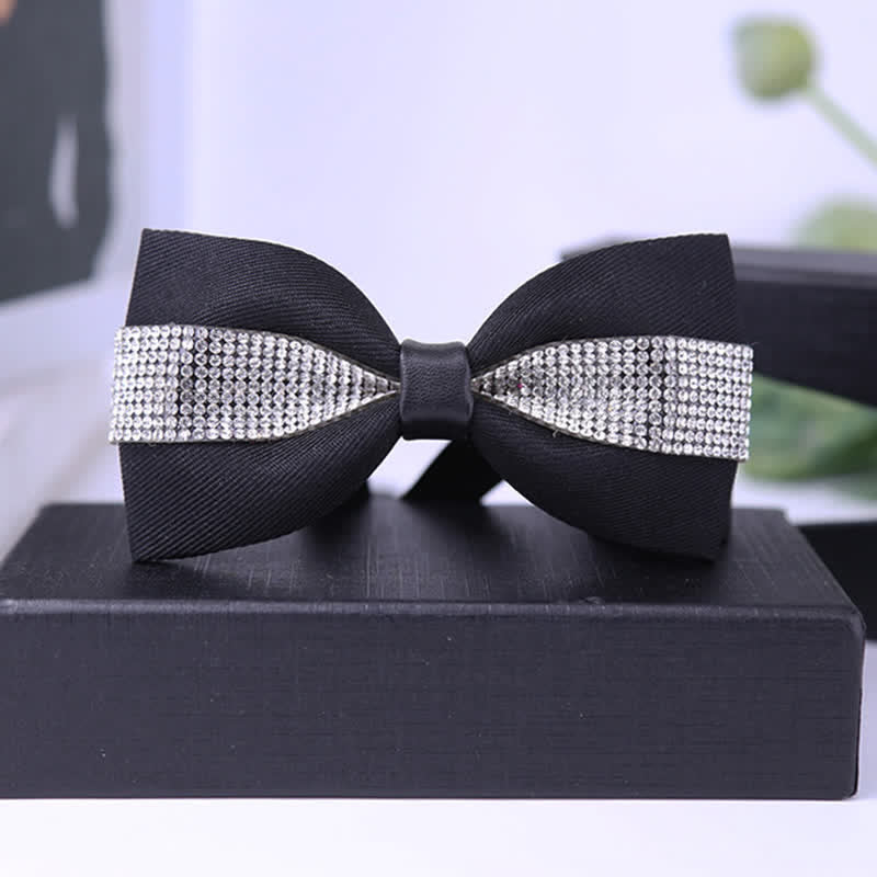 Papillon da uomo con strass e pietre scintillanti in nero - Stile n. 6 - image 7