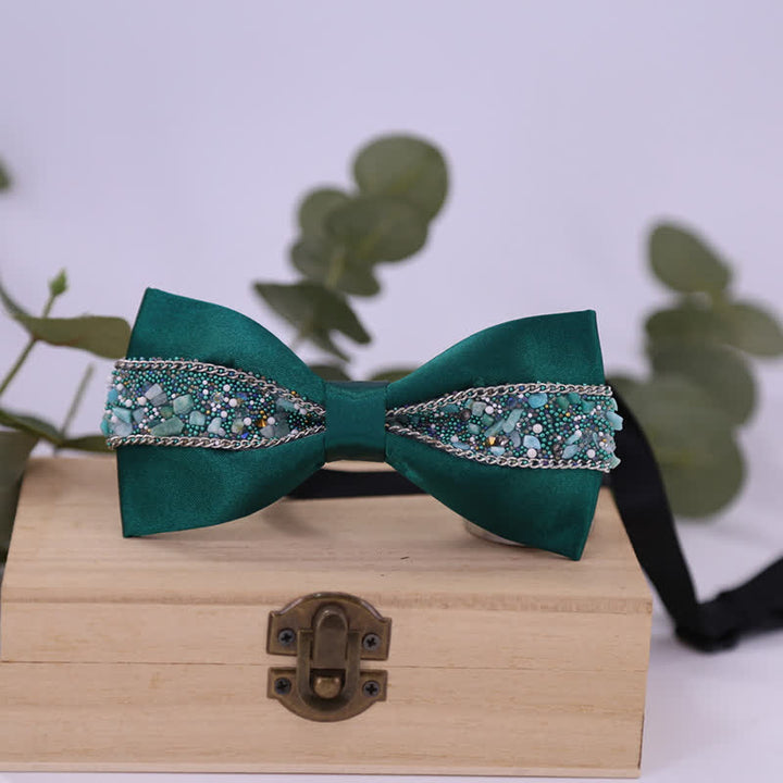 Papillon da uomo con strass e pietre scintillanti in nero - Stile #17 - image 27