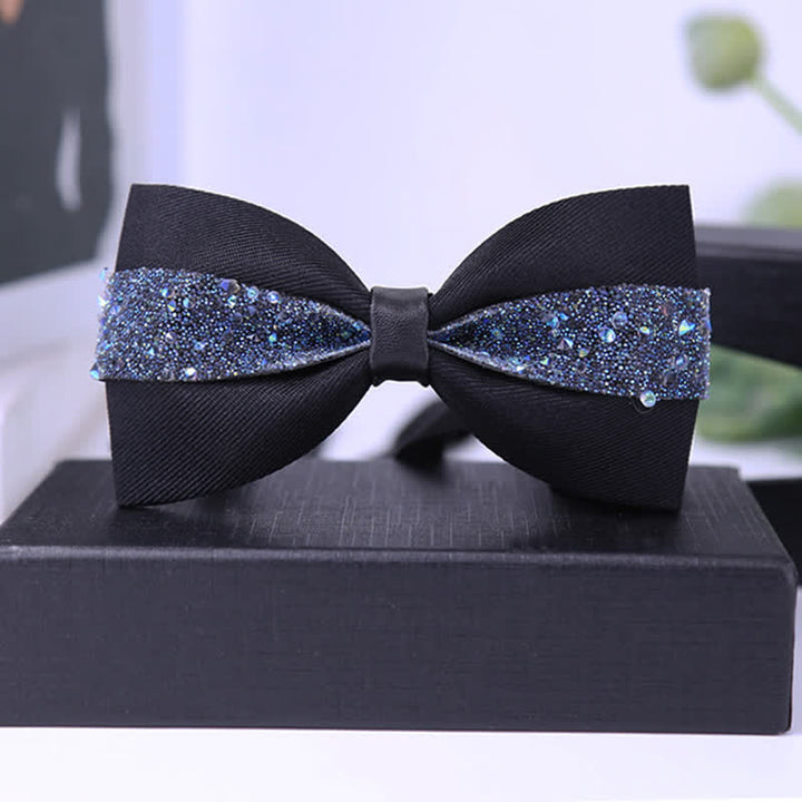 Papillon da uomo con strass e pietre scintillanti in nero - Stile n. 4 - image 5
