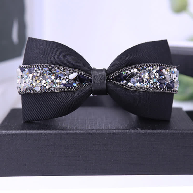 Papillon da uomo con strass e pietre scintillanti in nero - Stile n. 1 - image 1