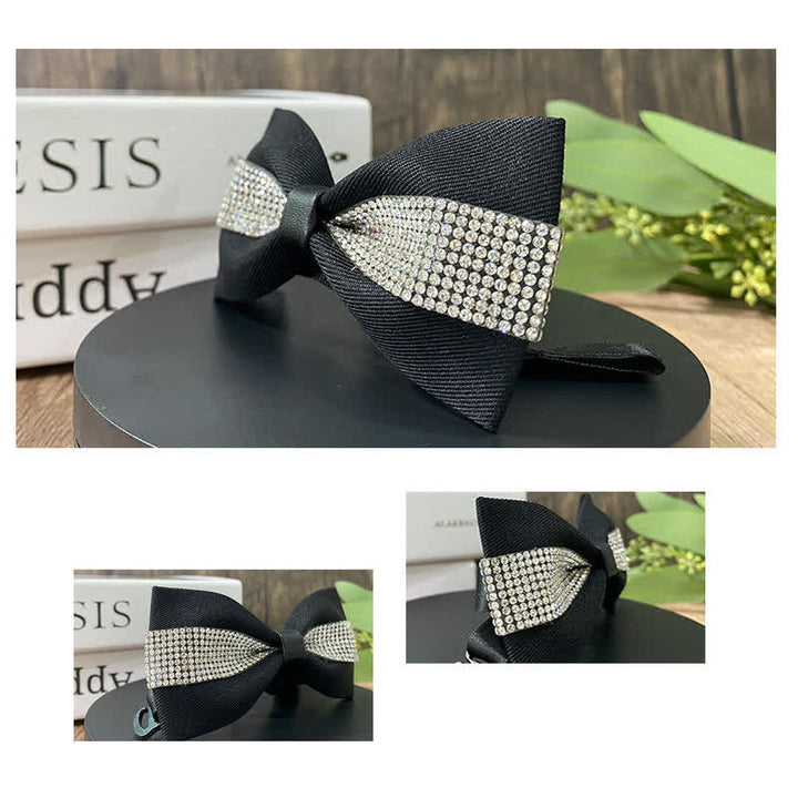 Papillon da uomo con strass e pietre scintillanti in nero - image 10