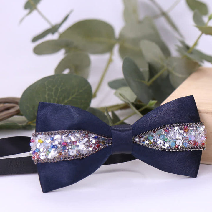 Papillon da uomo con strass e pietre scintillanti in nero - Stile #19 - image 29