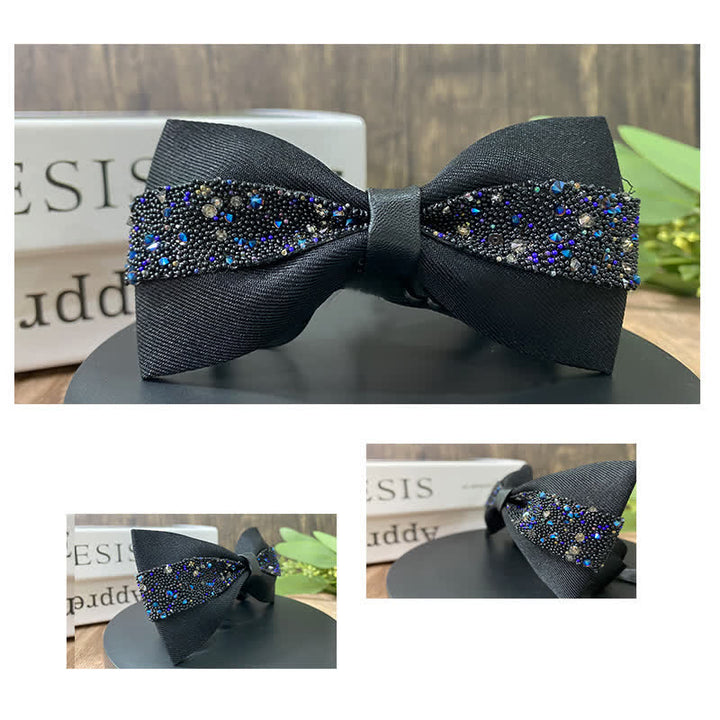 Papillon da uomo con strass e pietre scintillanti in nero - image 13