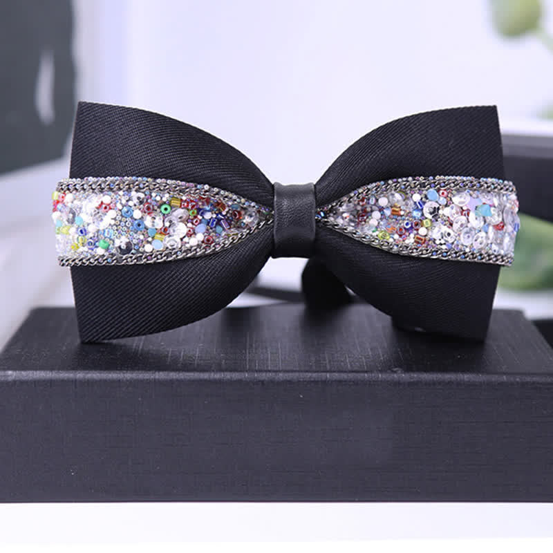 Papillon da uomo con strass e pietre scintillanti in nero - Stile n. 3 - image 4