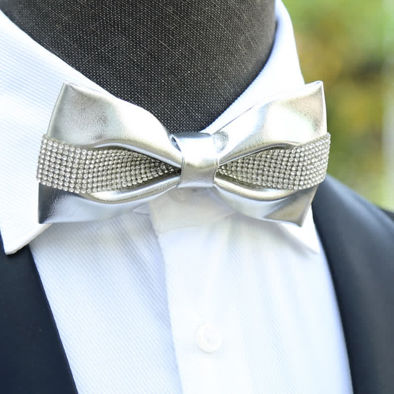 Papillon da uomo con strass e pietre scintillanti in nero - image 0