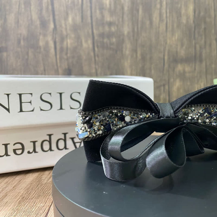 Papillon da uomo con strass e pietre scintillanti in nero - image 9