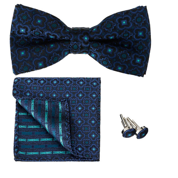 Set di 3 cravatte a farfalla con motivo geometrico da uomo - Blu notte - image 8